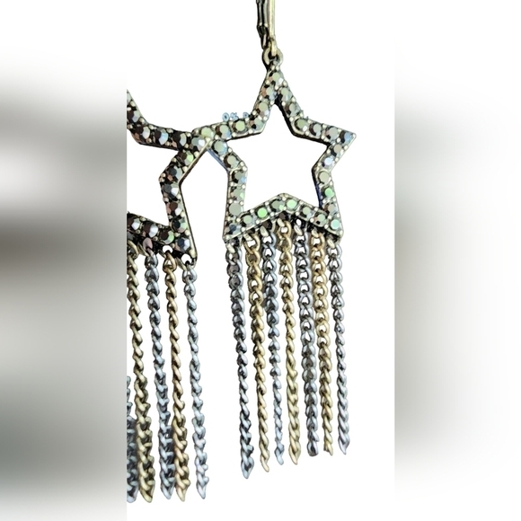 Vera Wang Crystal Rhinestone Celestial Chain Drop Earrings NWT - Picture 4 of 6